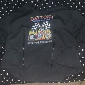 Zipper crop top Daytona motorcycle shirt